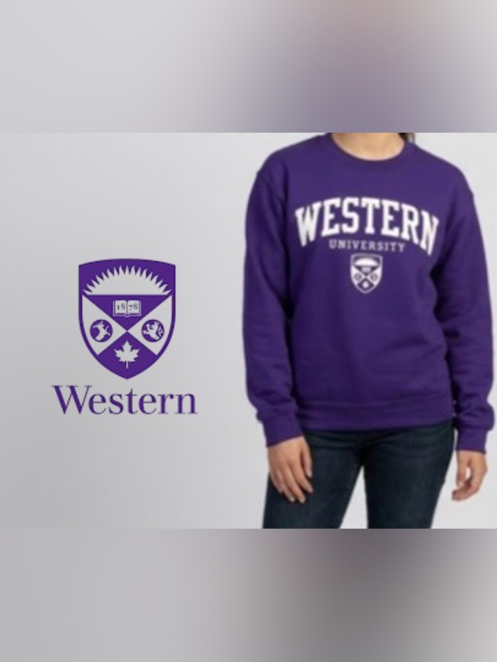❤️ Western University Purple Crewneck Sweatshirt - Size M